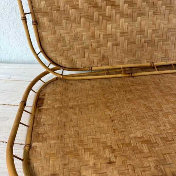 Matching Pair of Large Decorative Bamboo Trays 19in x 13 in - Picture 5 of 10